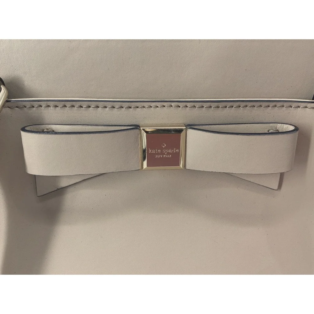 Kate Spade Bow Tote Beige Saffiano Leather Bag Salmon Interior‎ Large
